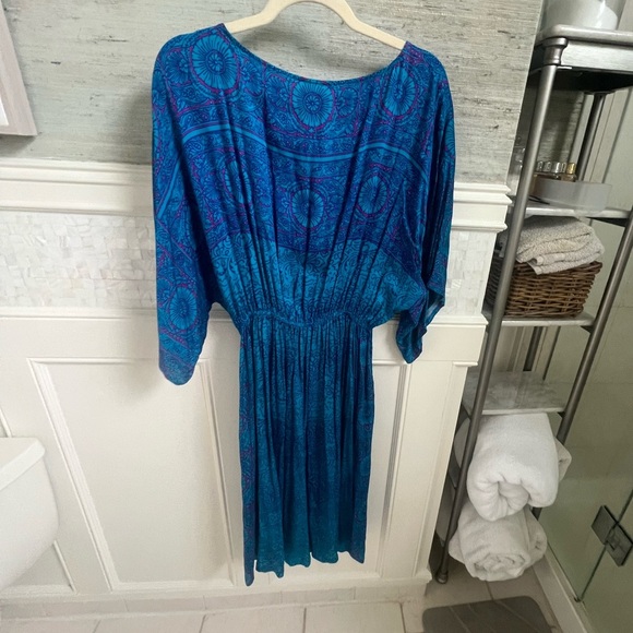 NWT new medium Anthropologie TINY Ann Marie midi dress blue drapey batik - Picture 9 of 15